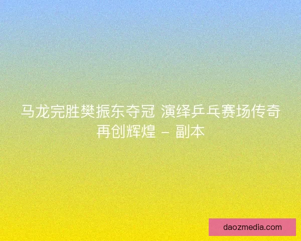 马龙完胜樊振东夺冠 演绎乒乓赛场传奇再创辉煌 - 副本