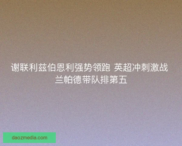 谢联利兹伯恩利强势领跑 英超冲刺激战 兰帕德带队排第五 谢联利兹伯恩利强势领跑 英超冲刺激战 兰帕德带队排第五